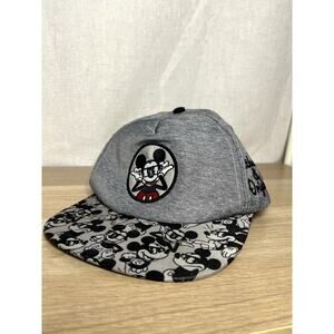Disney Men's Gray Black Mickey Mouse Flat Brim Urban Snapback Hat